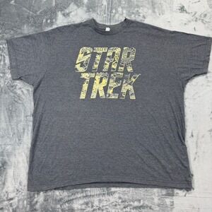 Star Trek USS Enterprise Graphic T-Shirt Mens 2XL Gray Optima‎ Cotton Wear Tee